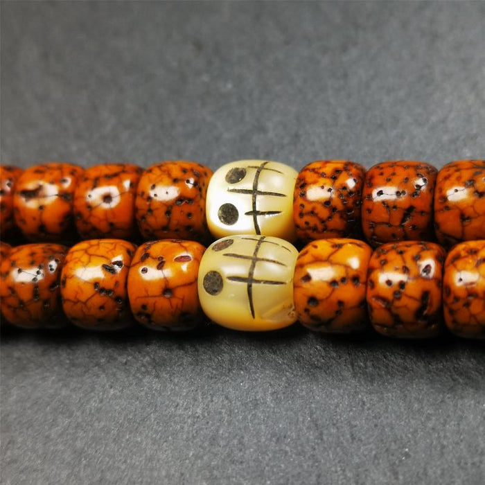 1 Pair of Fish Bone Skull Beads 0.3" - Tibetan Buddhist art, view 5