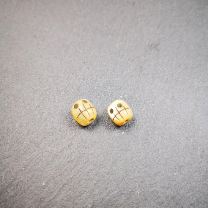 1 Pair of Fish Bone Skull Beads 0.3" - Tibetan Buddhist art, view 7