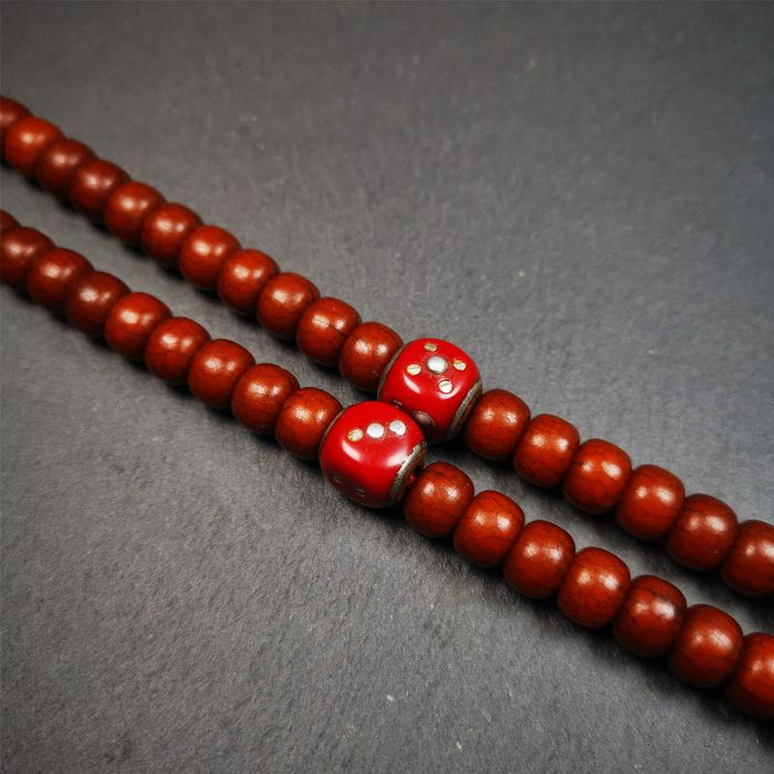 1 Pair of Plastic Dice Beads 0.47" - Tibetan Buddhist art, front view