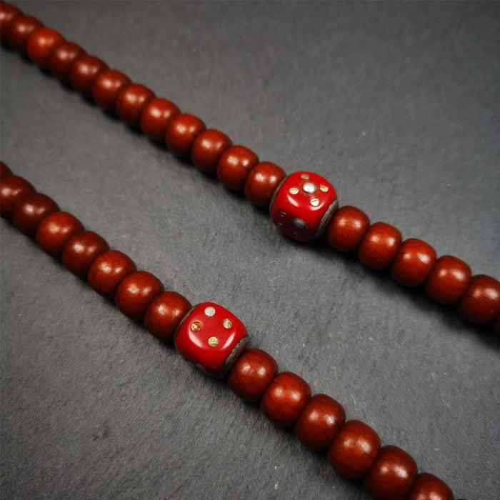 1 Pair of Plastic Dice Beads 0.47" - Tibetan Buddhist art, detailed view