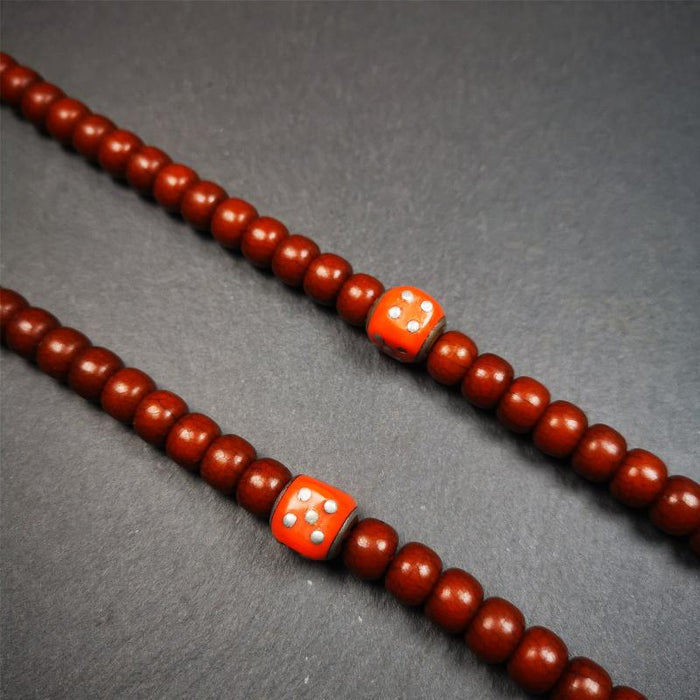 1 Pair of Plastic Dice Beads 0.47" - Tibetan Buddhist art, detailed view