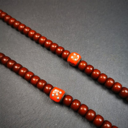 1 Pair of Plastic Dice Beads 0.47" - Tibetan Buddhist art, detailed view