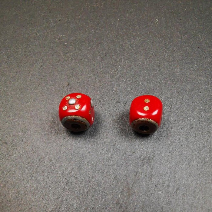 1 Pair of Plastic Dice Beads 0.47" - Tibetan Buddhist art, view 7