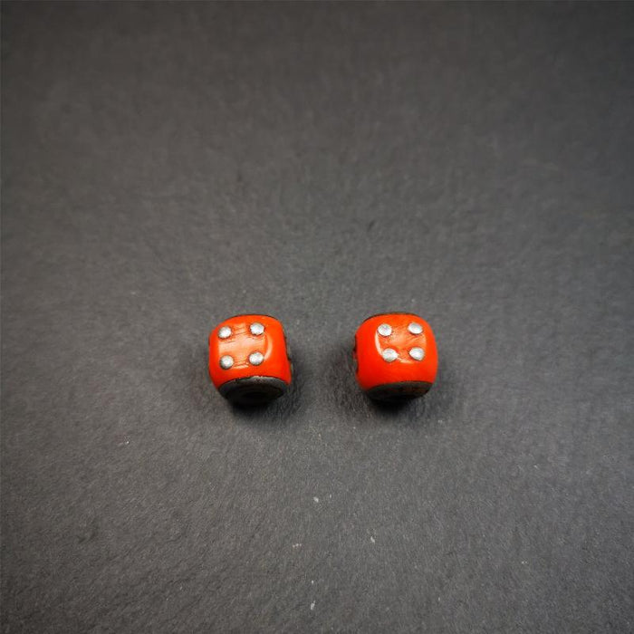 1 Pair of Plastic Dice Beads 0.47" - Tibetan Buddhist art, view 7