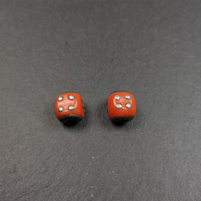 1 Pair of Plastic Dice Beads 0.47" - Tibetan Buddhist art, view 8