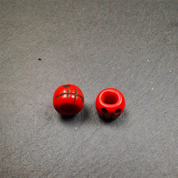 1 Pair of Plastic Skull Beads 0.4" - Tibetan Buddhist art, view 7