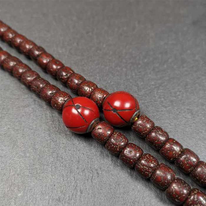 1 Pair of Tibetan Plastic Spacer Beads 0.6" - Tibetan Buddhist art, front view