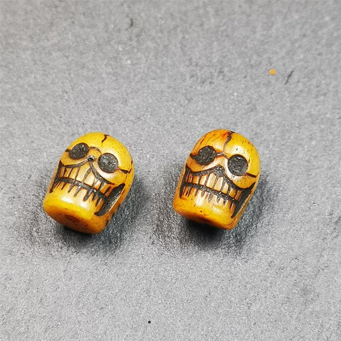 1 Pair of Yak Bone Skull Beads 0.4" - Tibetan Buddhist art, view 6