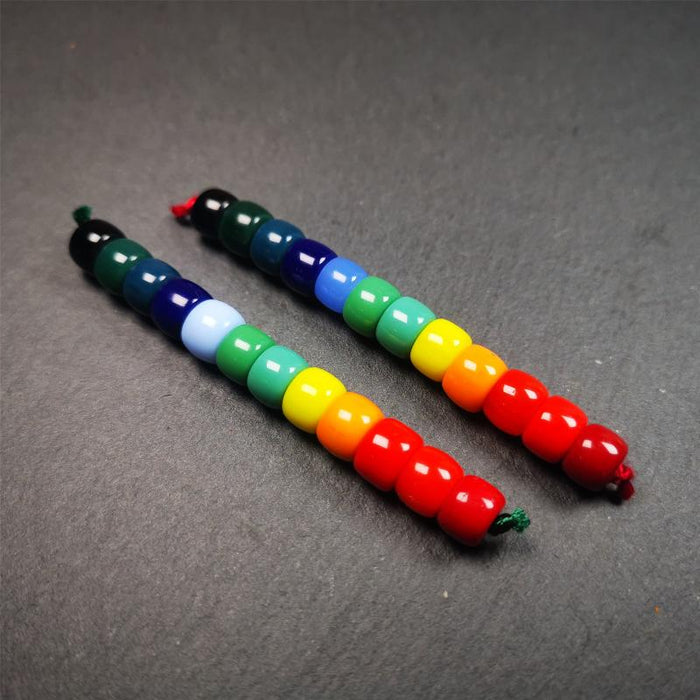 1 Set of 2 Strings Sherpa Glaze Beads 0.31" - Tibetan Buddhist art, view 7