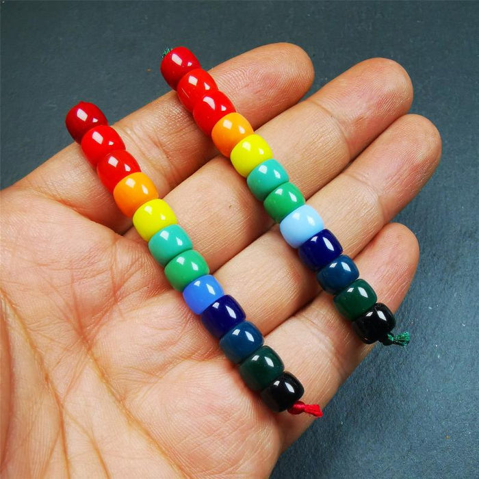 1 Set of 2 Strings Sherpa Glaze Beads 0.31" - Tibetan Buddhist art, view 8