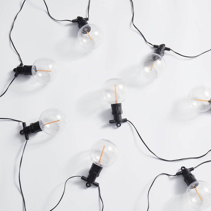 10 Outdoor Plug In Festoon Bulb Lights - White - DUSK