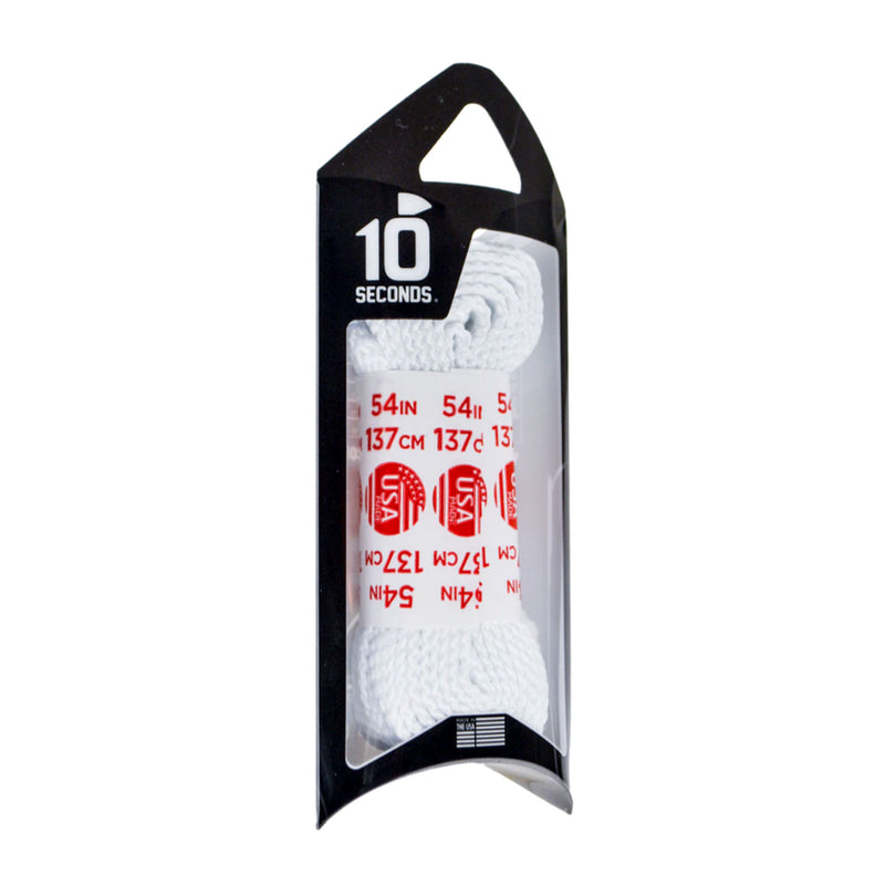 10 Seconds Athletic Flat Tubular Shoelace - White Accessories - Shoe Laces - The Heel Shoe Fitters