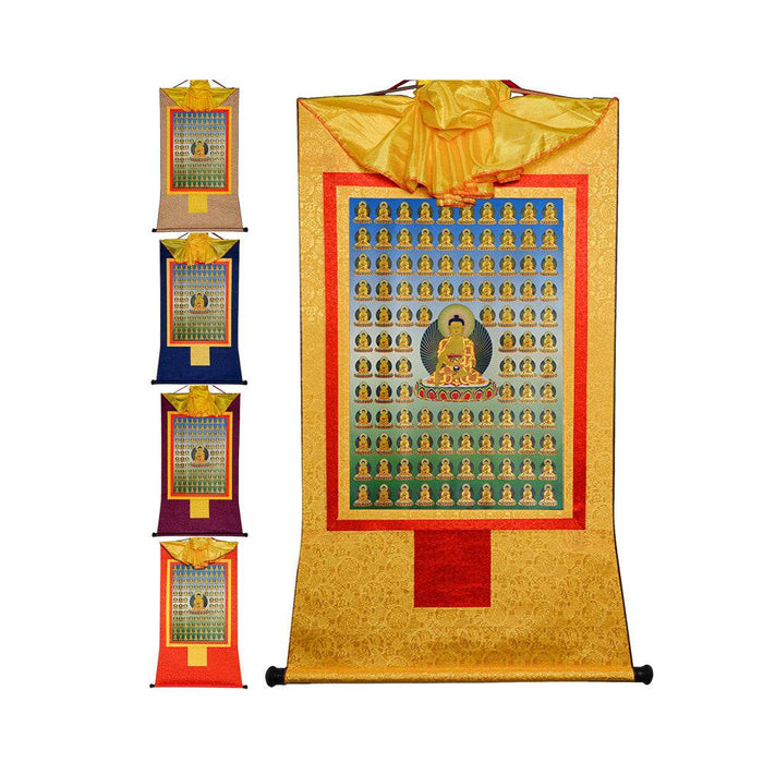 100 Shakyamuni - Tibetan thangka painting, front view