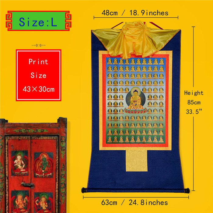 100 Shakyamuni - Tibetan thangka painting, view 4