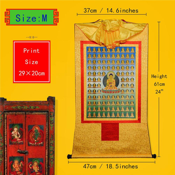 100 Shakyamuni - Tibetan thangka painting, view 5