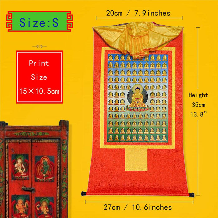 100 Shakyamuni - Tibetan thangka painting, view 6