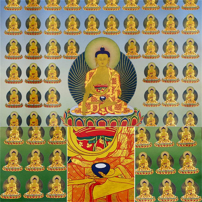100 Shakyamuni - Tibetan thangka painting, view 8