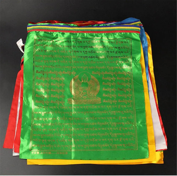 12 Tyeps of Prayer Flag - Tibetan Buddhist art, close-up detail