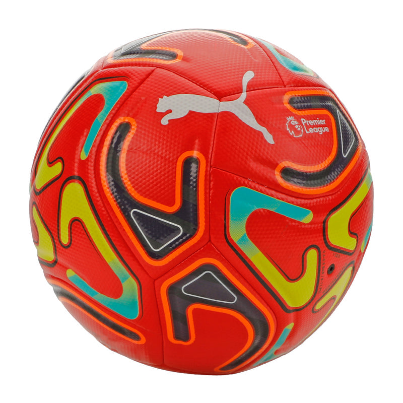 Premier League Cup match ball in red with multicolor panels and Puma logo