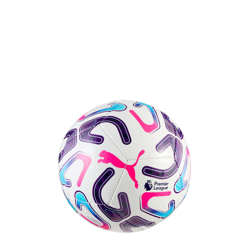 Premier League mini ball, with Premier League logo and purple, blue, pink pattern