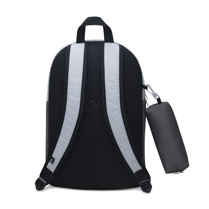 Wolf Grey backpack with mesh back panel and attached pencil case