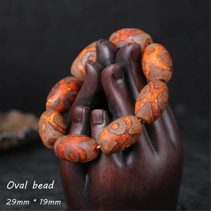 3 Eyes Dzi Bead Bracelet - Tibetan Buddhist mala beads, view 6