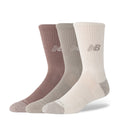 3-pack small active crew socks, brown gray and cream with New Balance logo