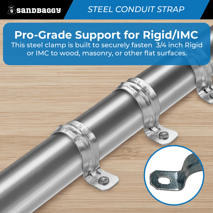 3/4-Inch One-Hole Conduit Strap | Steel Clamp for Rigid/IMC
