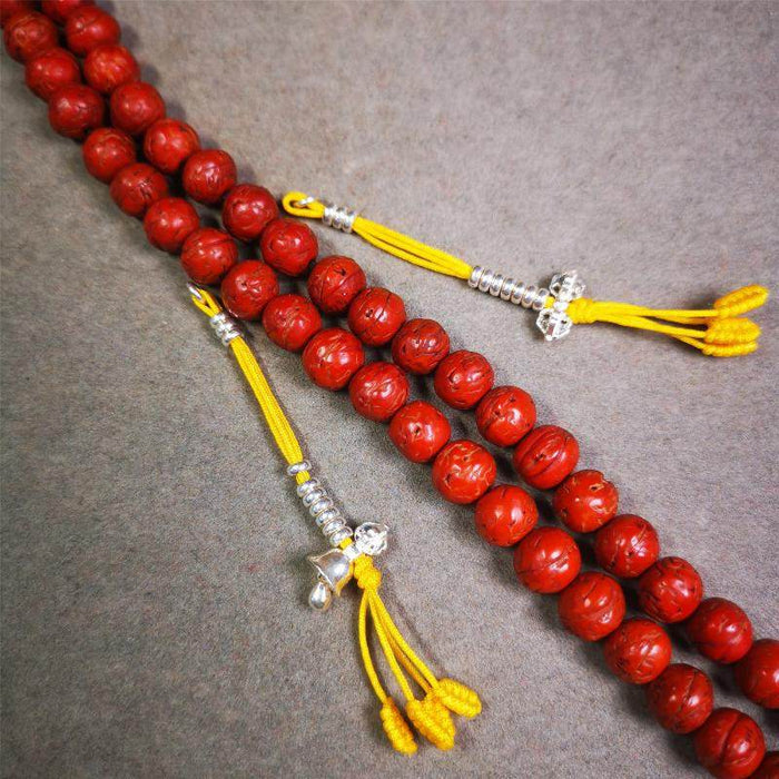 3mm Silver Prayer Bead Counters - Tibetan Buddhist art, detailed view