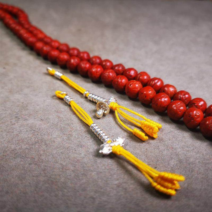 3mm Silver Prayer Bead Counters - Tibetan Buddhist art, close-up detail