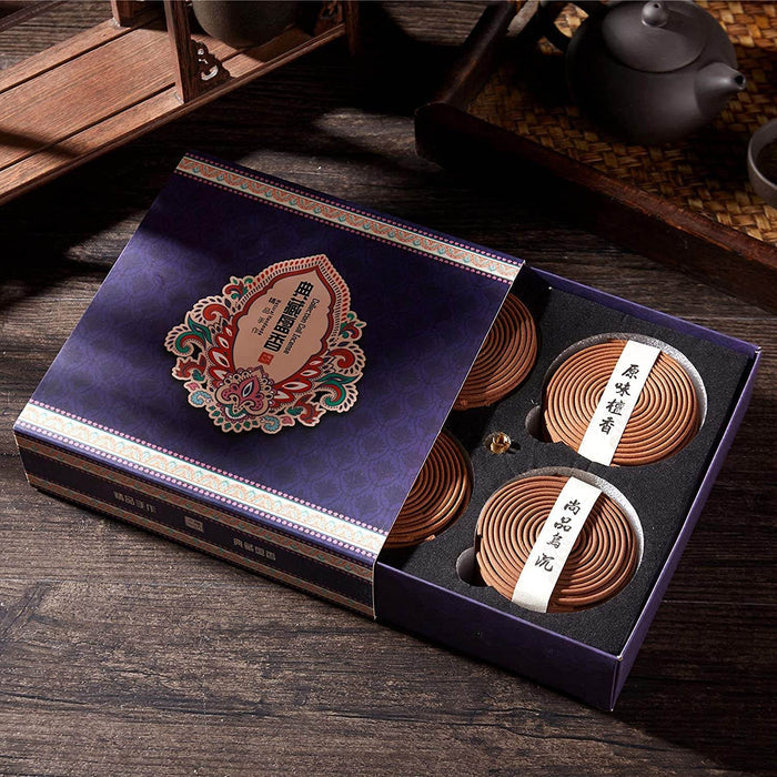 4 Packs of 160 Long Lasting Incense Coils,Gift Pack - Tibetan Buddhist art, detailed view