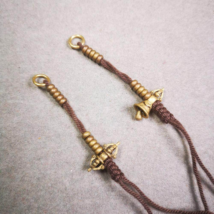 4mm Brass Prayer Bead Counters with Dorje Bell Pendant - Tibetan Buddhist art, view 4
