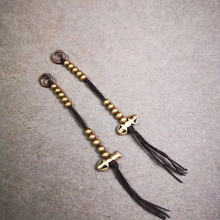 4mm Brass Prayer Bead Counters with Dorje Bell Pendant - Tibetan Buddhist art, view 4