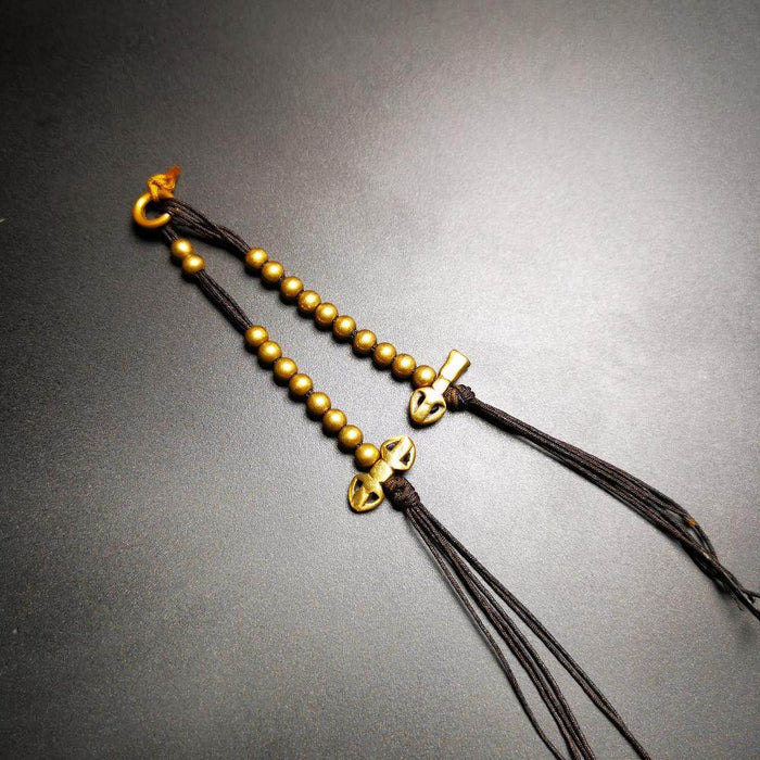 4mm Brass Prayer Bead Counters with Dorje Bell Pendant - Tibetan Buddhist art, view 7