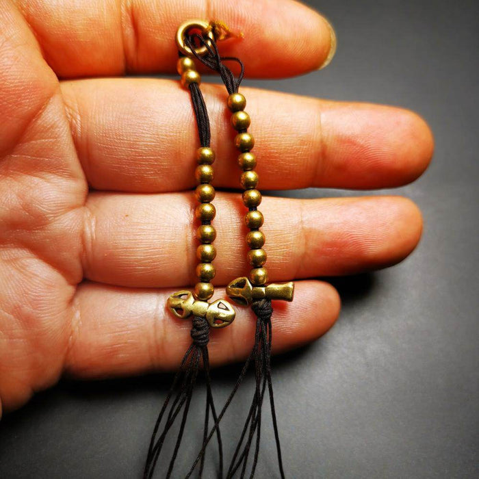 4mm Brass Prayer Bead Counters with Dorje Bell Pendant - Tibetan Buddhist art, view 8
