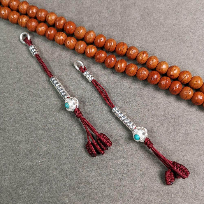 4mm Silver Prayer Bead Counters - Tibetan Buddhist art, front view