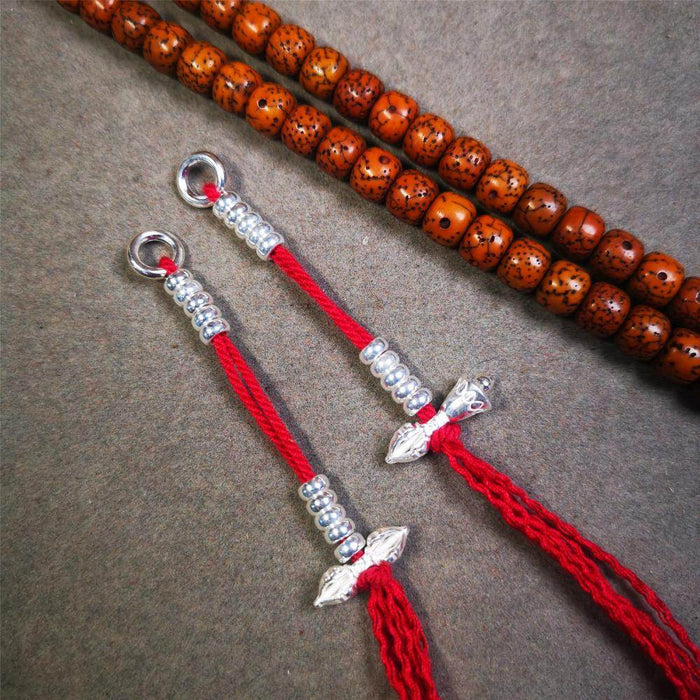 4mm Sterling Silver Prayer Bead Counters with Dorje and Vajra Pendant - Tibetan Buddhist vajra, view 4