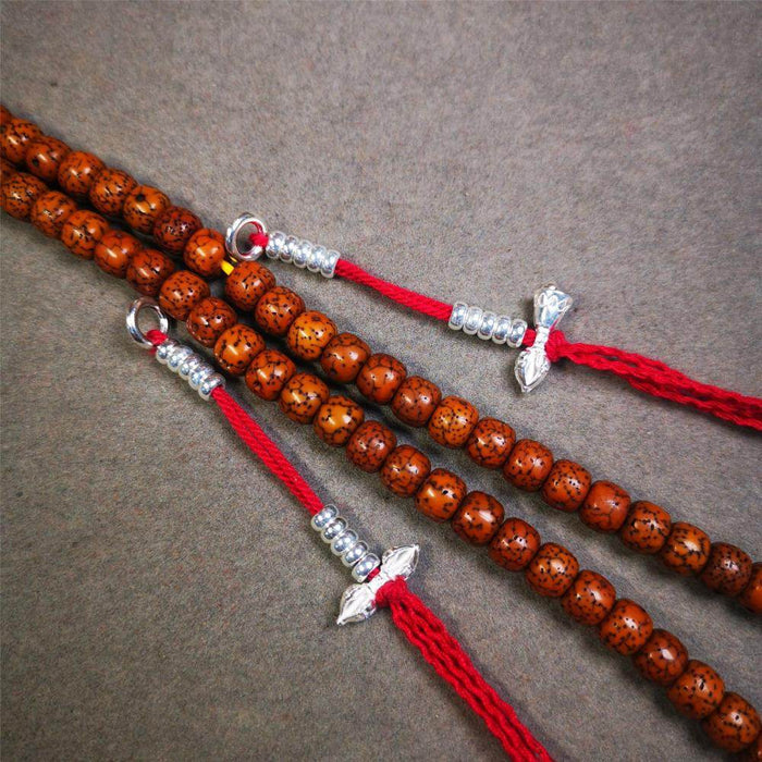 4mm Sterling Silver Prayer Bead Counters with Dorje and Vajra Pendant - Tibetan Buddhist vajra, view 5