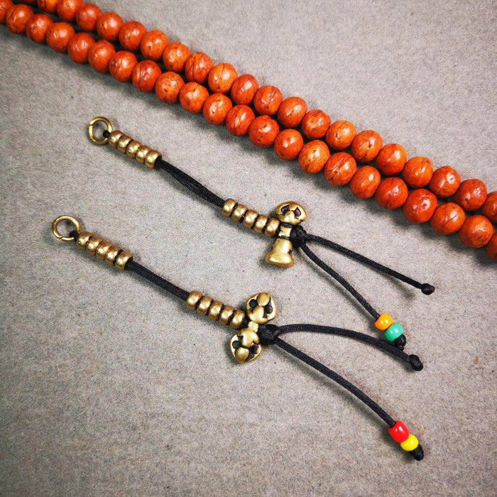 5mm Brass Prayer Bead Counters with Dorje Bell Pendant - Tibetan Buddhist art, view 4