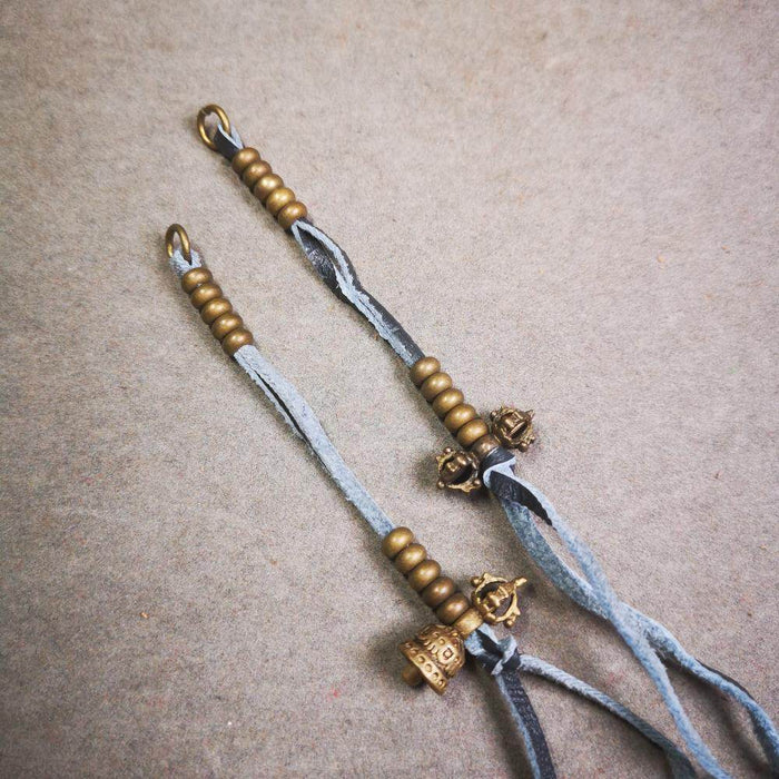 5mm Brass Prayer Bead Counters with Dorje Bell Pendant - Tibetan Buddhist art, view 4