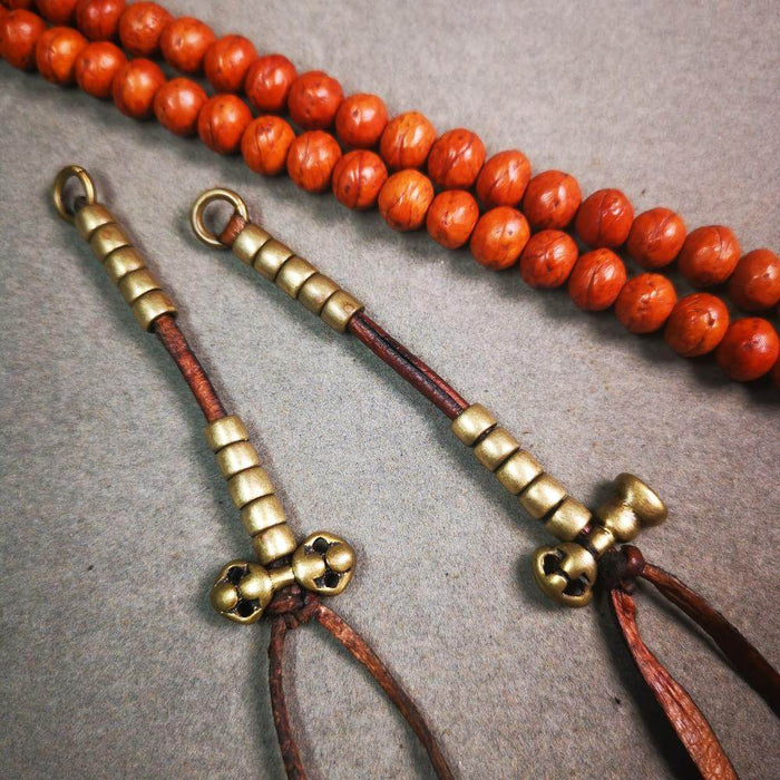 5mm Brass Prayer Bead Counters with Dorje Bell Pendant - Tibetan Buddhist art, view 4