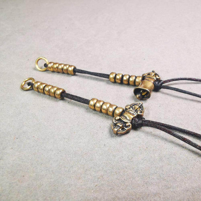 5mm Brass Prayer Bead Counters with Dorje Bell Pendant - Tibetan Buddhist art, view 6