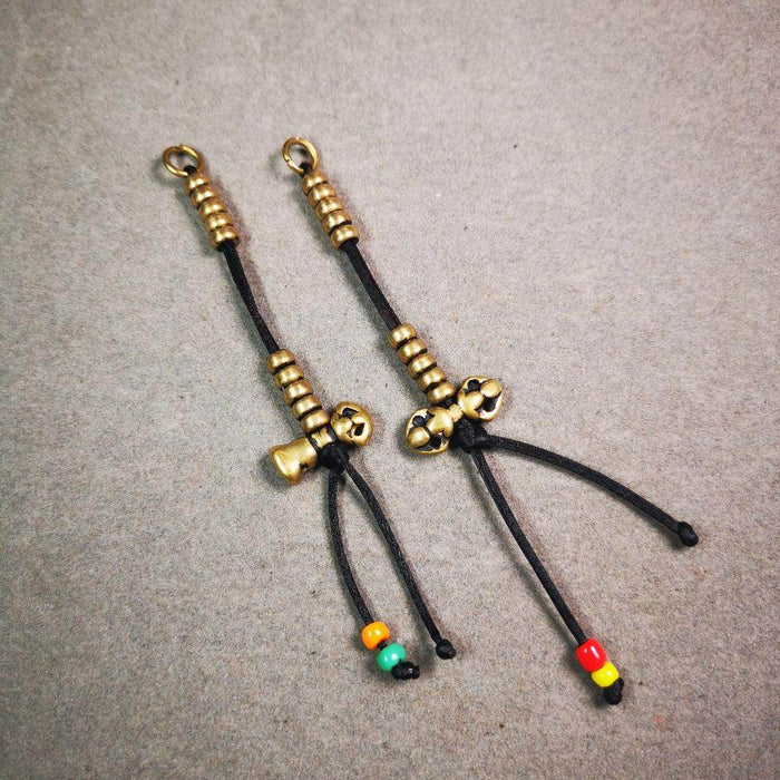 5mm Brass Prayer Bead Counters with Dorje Bell Pendant - Tibetan Buddhist art, view 6