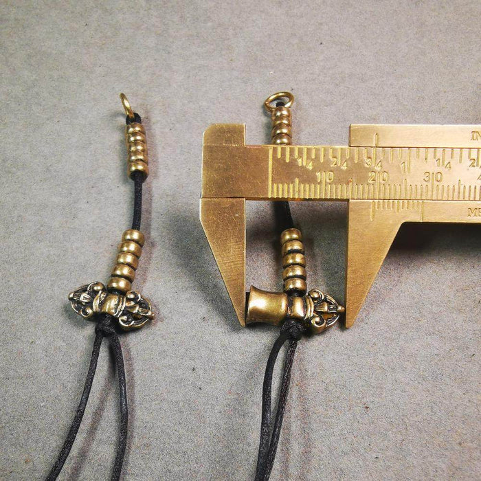 5mm Brass Prayer Bead Counters with Dorje Bell Pendant - Tibetan Buddhist art, view 8