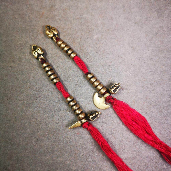 5mm Brass Prayer Bead Counters with Kila and Kartika Pendant - Tibetan Buddhist art, view 4