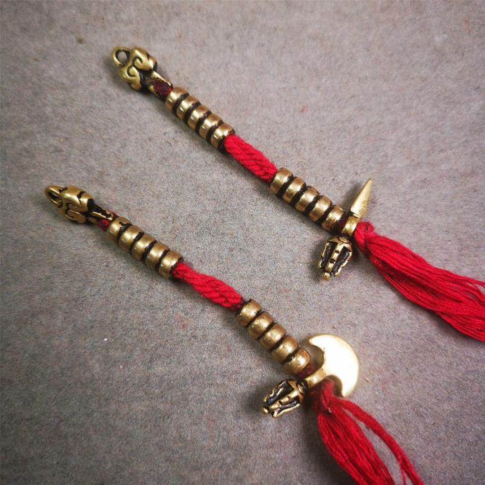 5mm Brass Prayer Bead Counters with Kila and Kartika Pendant - Tibetan Buddhist art, view 5