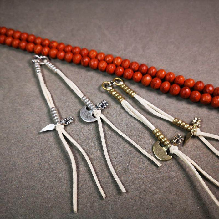 5mm Brass Prayer Bead Counters - Tibetan Buddhist art, close-up detail
