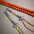 5mm Cold Iron Prayer Bead Counters with Dorje Bell Pendant - Tibetan Buddhist art, front view