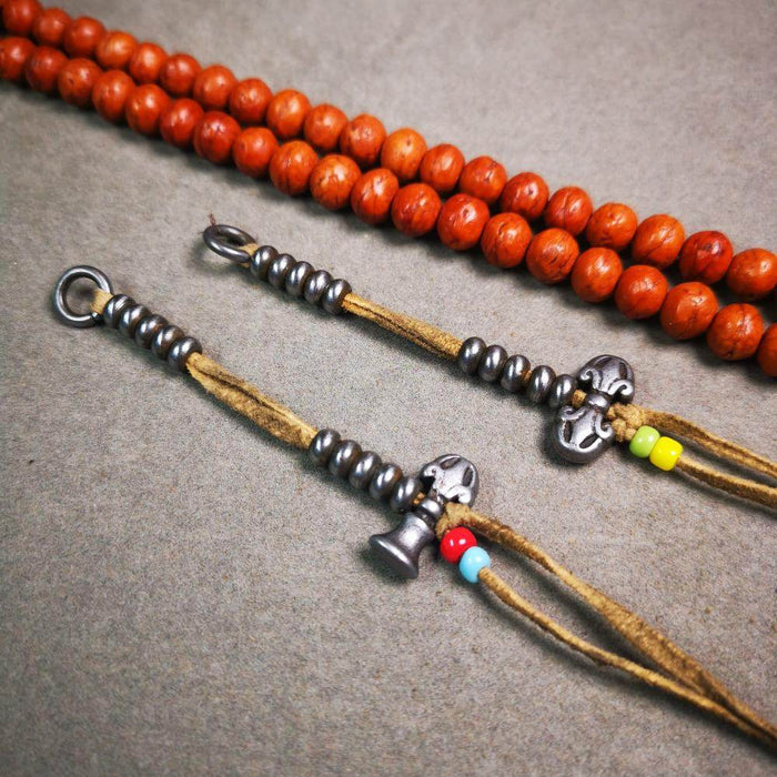 5mm Cold Iron Prayer Bead Counters with Dorje Bell Pendant - Tibetan Buddhist art, view 5