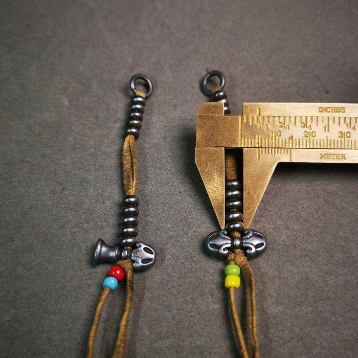 5mm Cold Iron Prayer Bead Counters with Dorje Bell Pendant - Tibetan Buddhist art, view 7